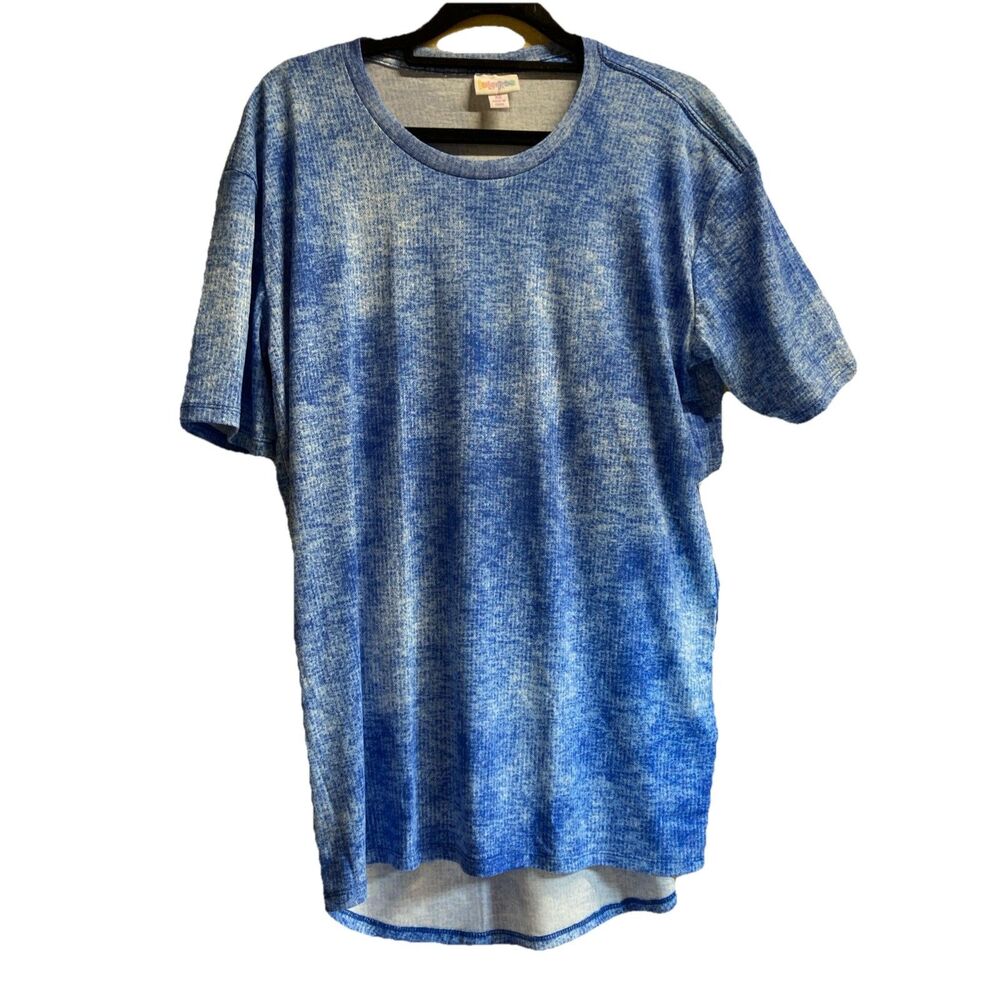 Lularoe Hudson Womens Top Shirt Blouse XSmall Blue print Short Sleeve